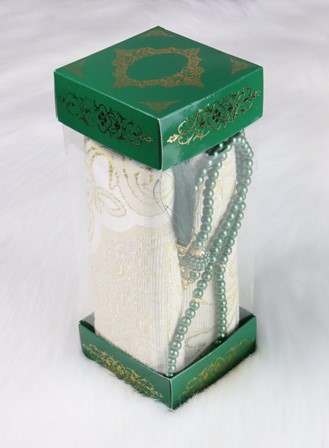 Box cadeau composé de tapis de prière+ chapelet en graine 