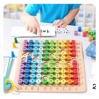Tableau de multiplication en bois - jeu éducatif 